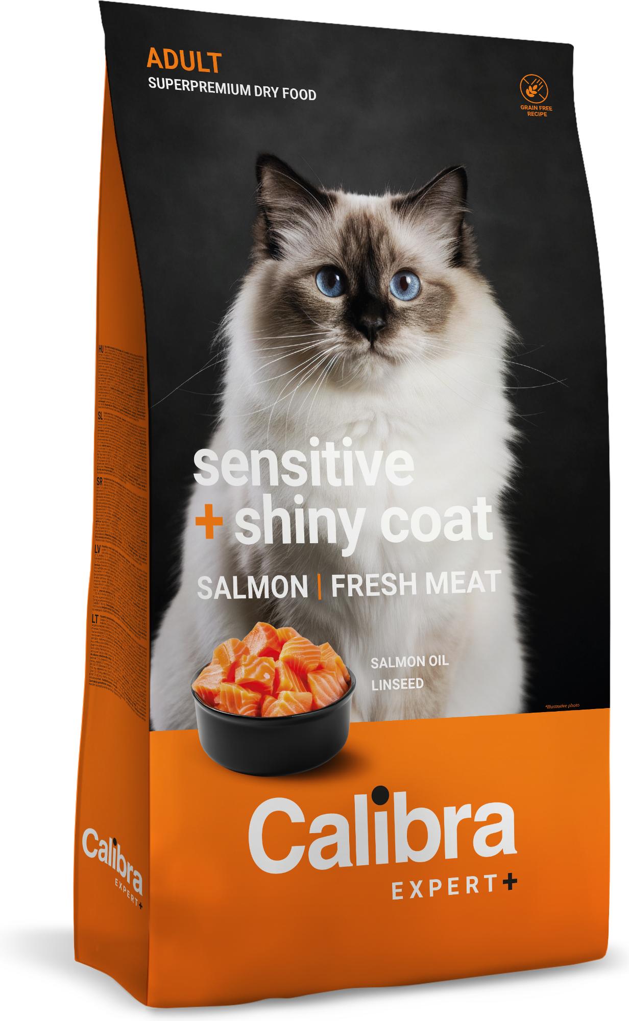 Calibra Expert+ Feline Adult Sensitive + Pelo Lucido Salmone e Anatra