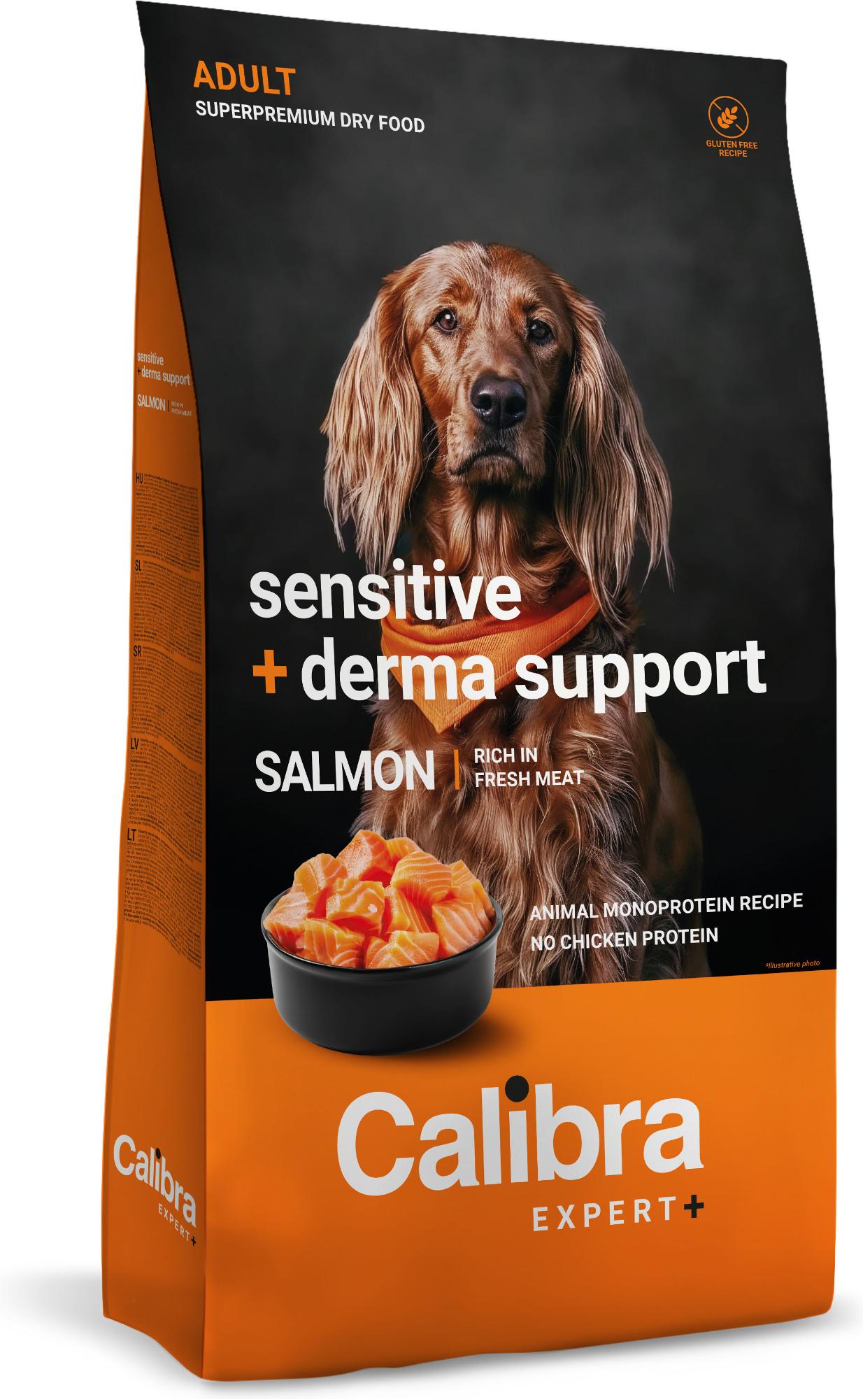 Calibra Expert+ Canine Adult Sensitive + Derma support Salmone